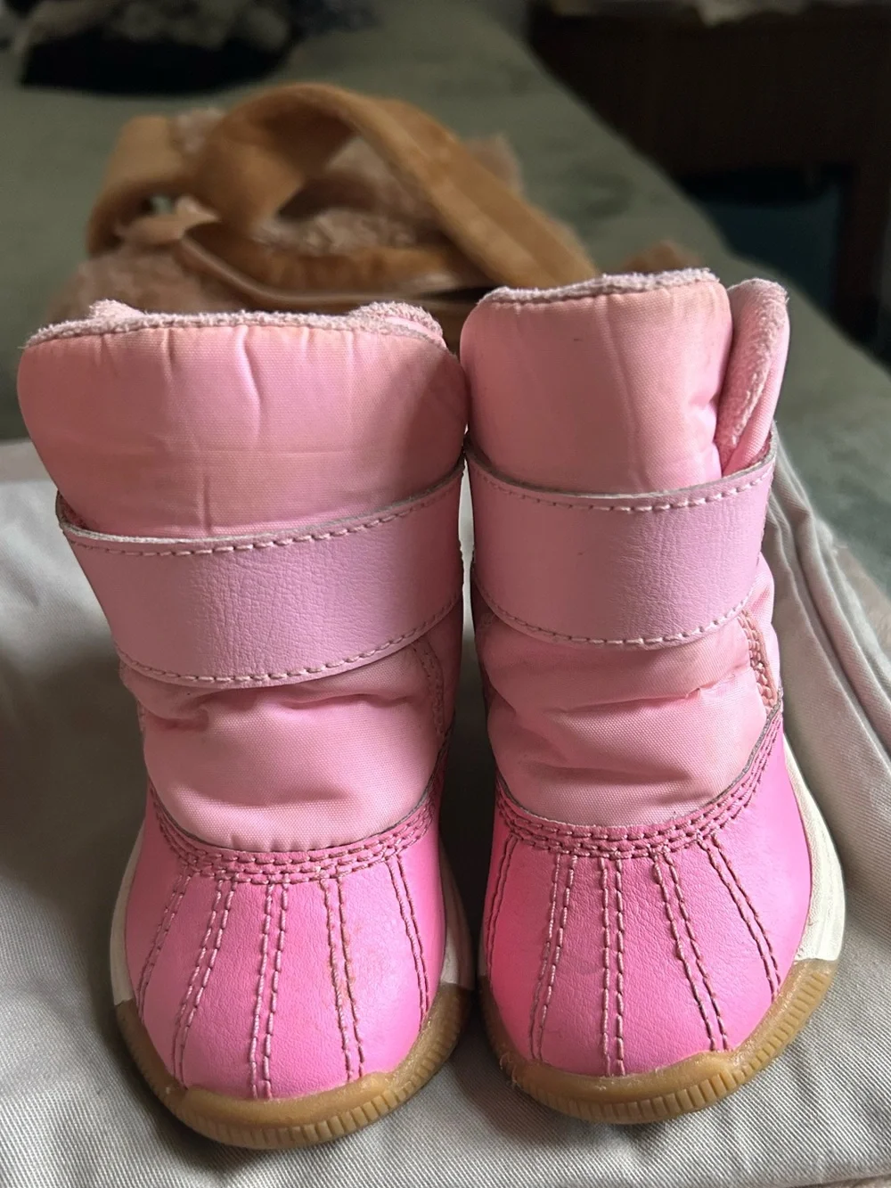 Sorel Kids Pink Insulated Hook-and-Loop Winter Boots